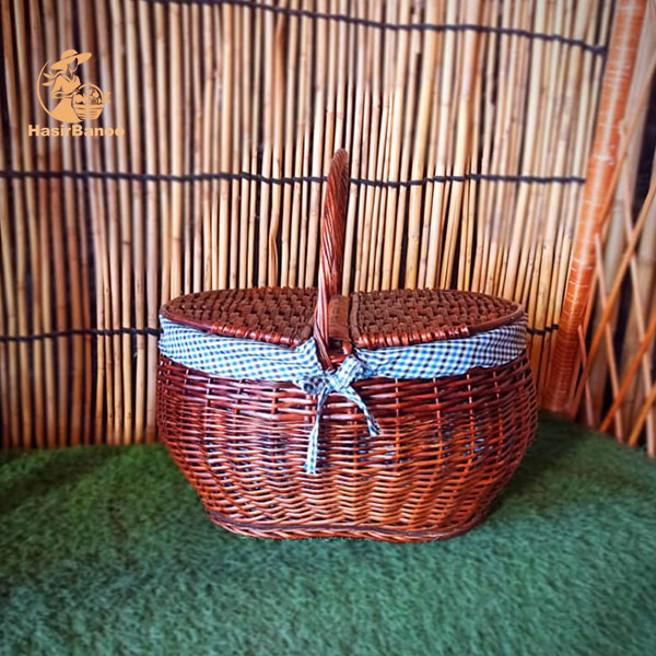 فروشگاه صنایع دستی و دکوراسیون حصیری 31 سبد پیک نیک حصیری