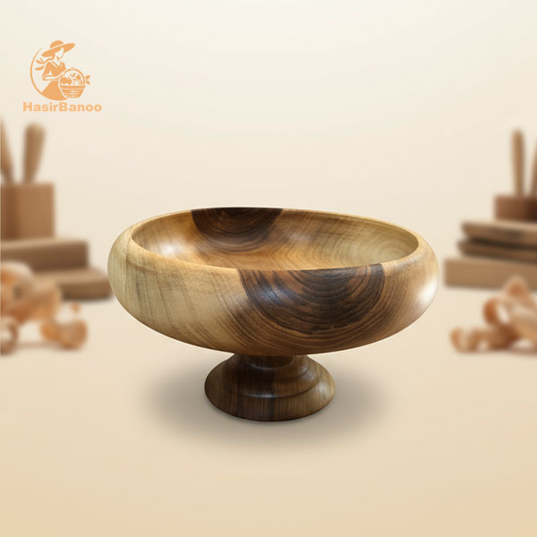 فروشگاه صنایع دستی و دکوراسیون حصیری 24 میوه خوری چوب گردو پایه دار